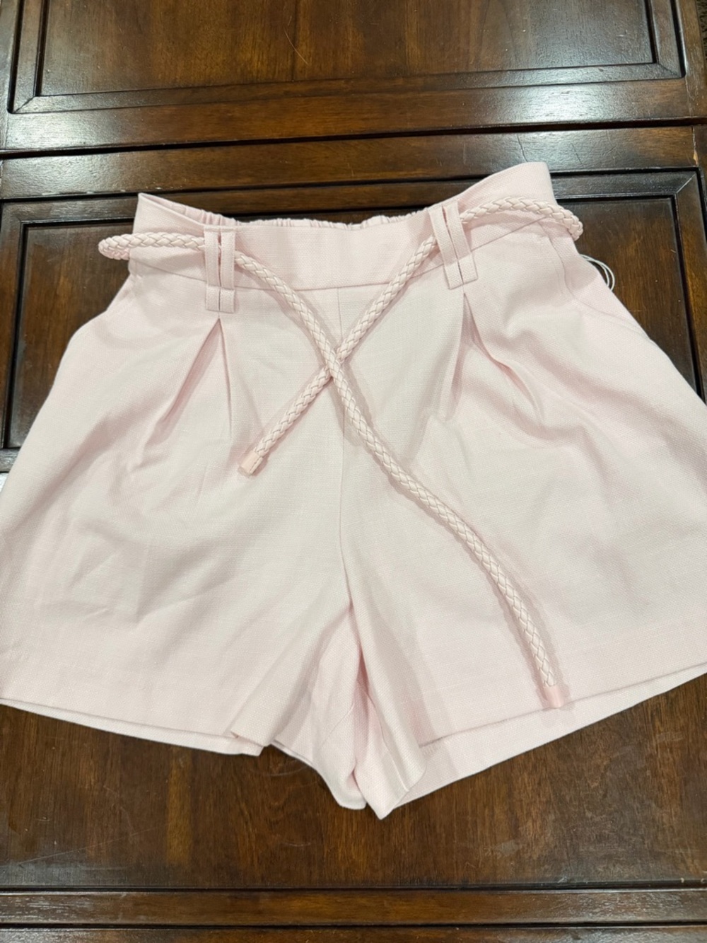 Women’s Calypso St Barth Pastel Pink Shorts with Braided Rope Belt Sz 2